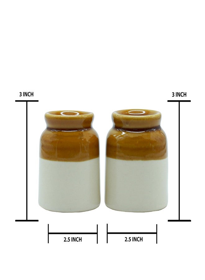 aaBco Ceramic Salt and Pepper Shaker Set, Brown and White, Kitchen Table Seasoning Containers (Small) - Image 2